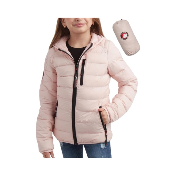 Canada Weather Gear Girls Packable Hooded Jacket In Pink Size S New